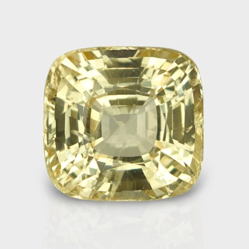 13.5 Cts. Natural Yellow Sapphire Faceted Square Cushion  Loose Gems